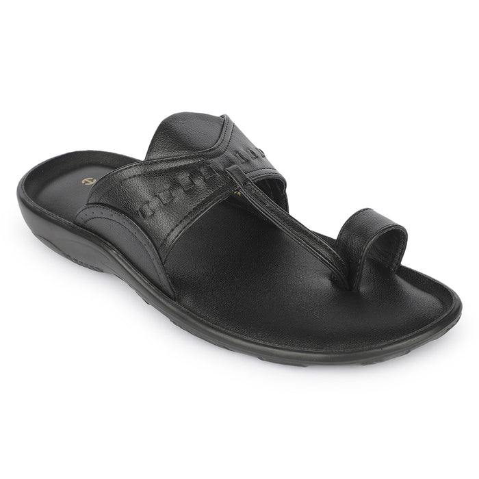 Healers A17-04 Black Casual Slip on Slippers for Men by Liberty