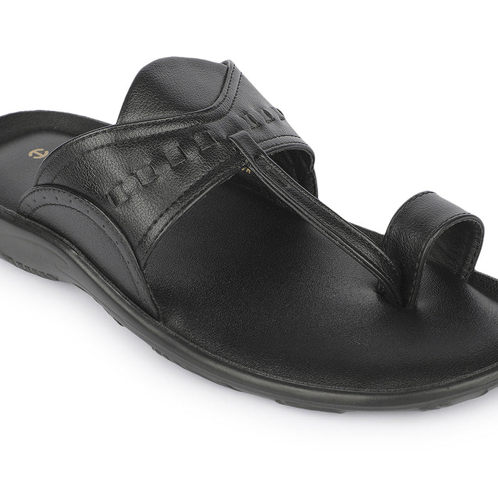 Healers A17-04 Black Casual Slip on Slippers for Men by Liberty