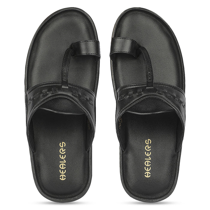 Healers A17-04 Black Casual Slip on Slippers for Men by Liberty