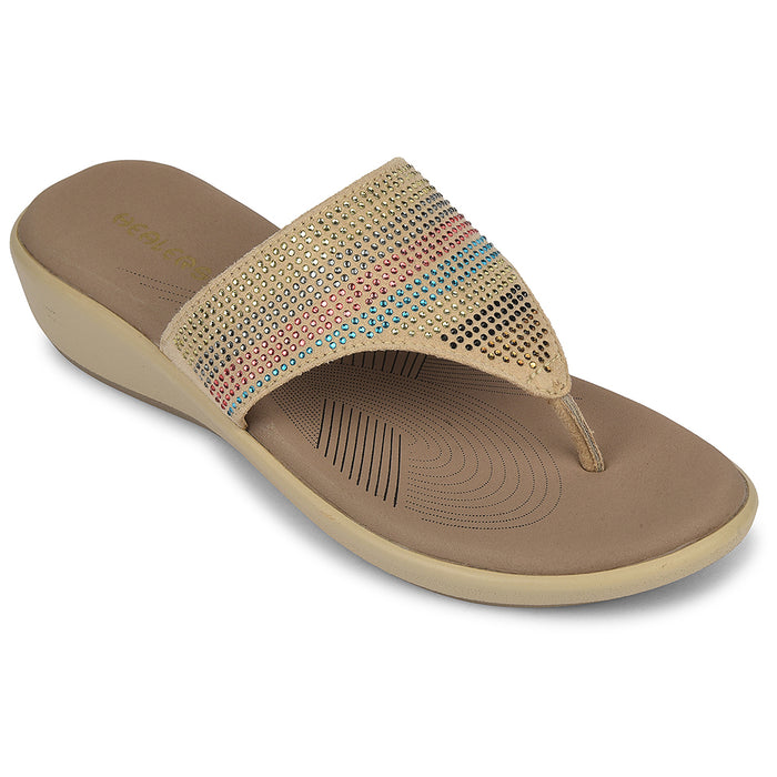 Healers Beige Casual Heeled Sandal For Women Jfl 69 By Liberty