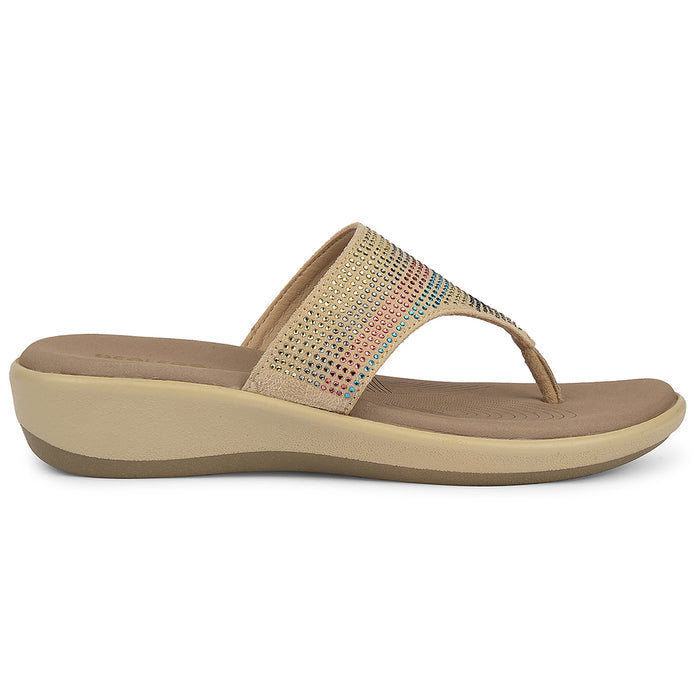 Healers Beige Casual Heeled Sandal For Women Jfl 69 By Liberty