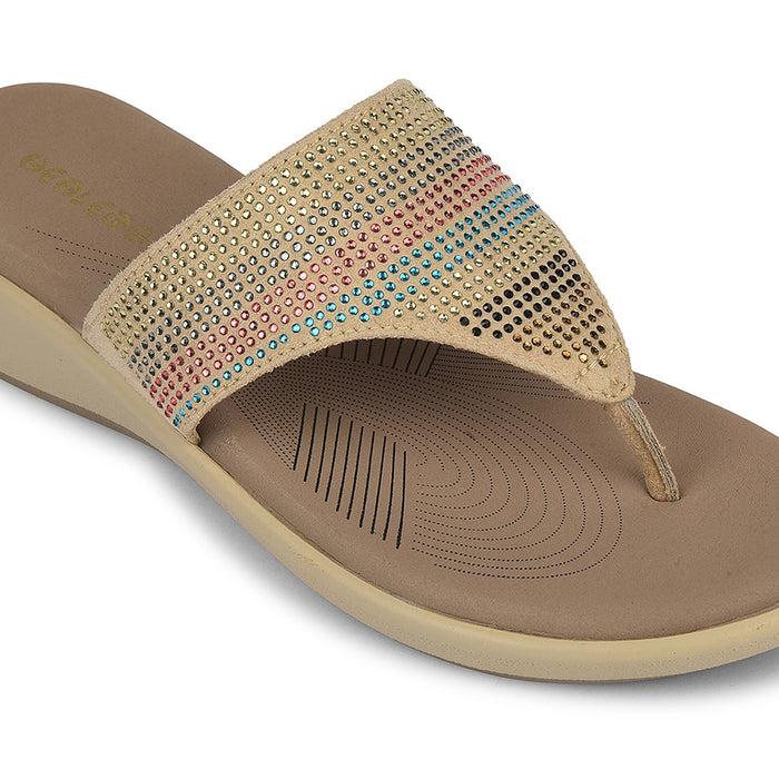 Healers Beige Casual Heeled Sandal For Women Jfl 69 By Liberty