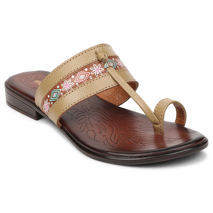 Healers Beige Casual Slipper For Women TLO-106 By Liberty