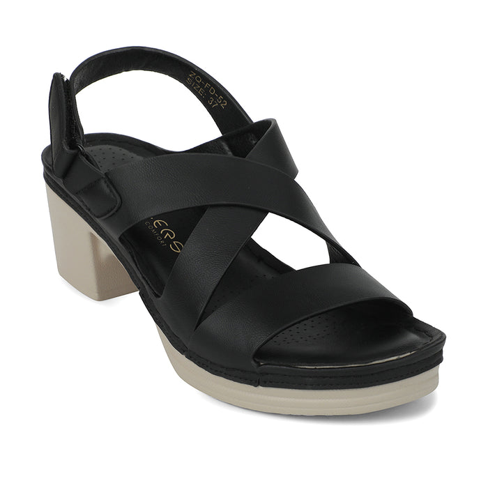 Healers Black Block Heel Sandal For Women ZQ-FD-52 By Liberty