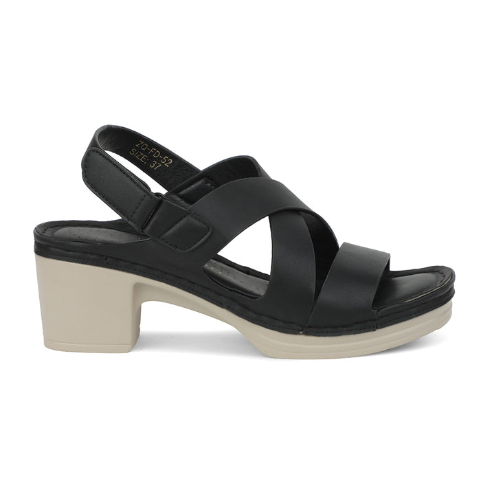 Healers Black Block Heel Sandal For Women ZQ-FD-52 By Liberty