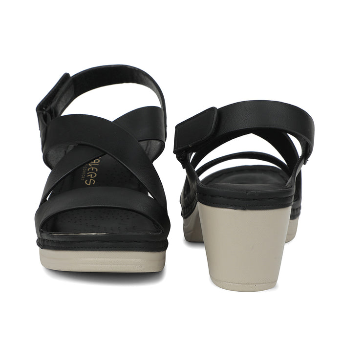 Healers Black Block Heel Sandal For Women ZQ-FD-52 By Liberty