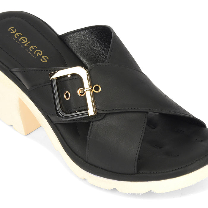 Healers Black Casual Block Heel Sandal For Women Zq Dm 15 By Liberty