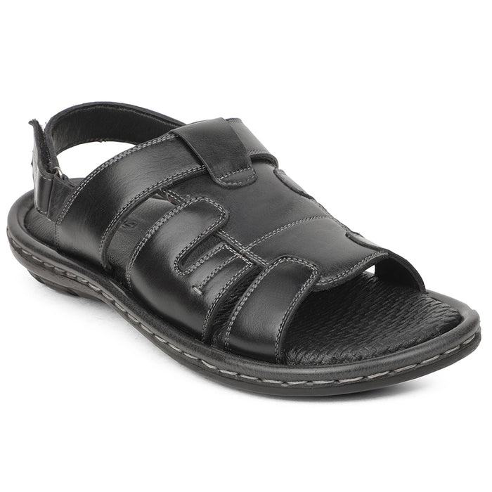 Healers Black Casual Flat Sandal For Men ASL-1 By Liberty
