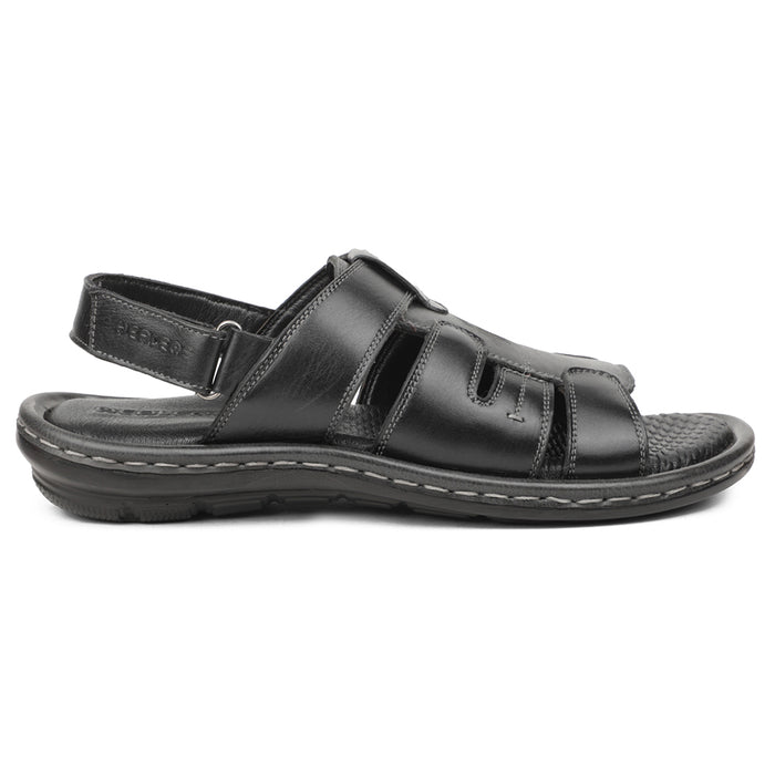Healers Black Casual Flat Sandal For Men ASL-1