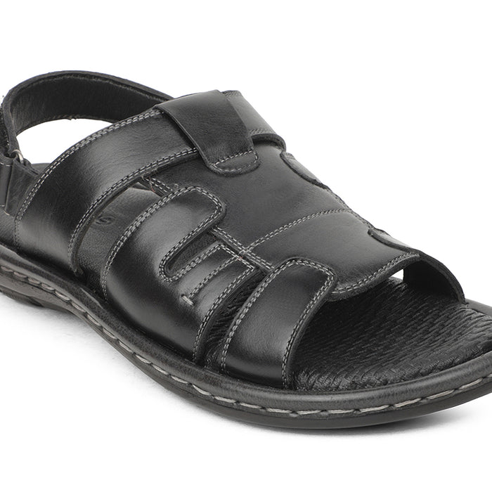 Healers Black Casual Flat Sandal For Men ASL-1