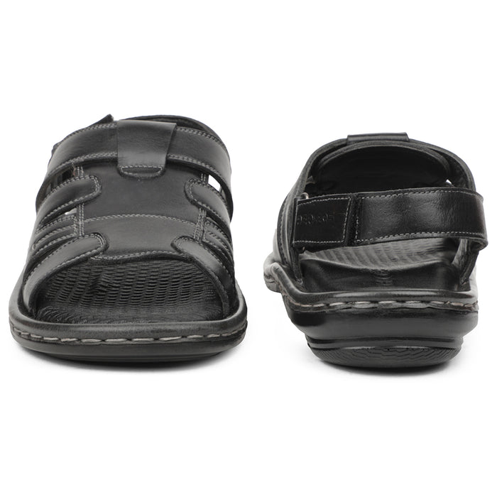 Healers Black Casual Flat Sandal For Men ASL-1