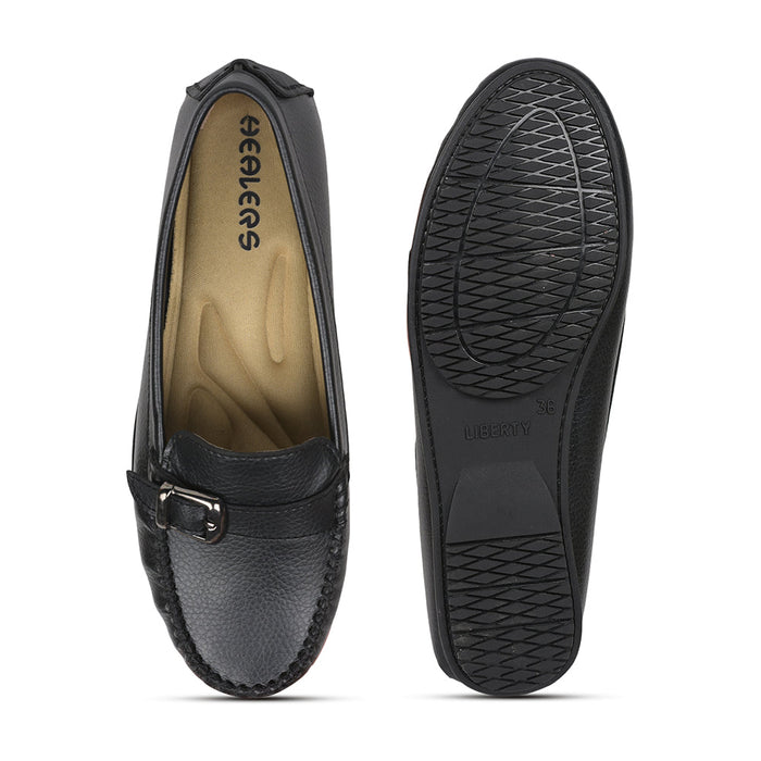 Healers Black Casual Loafers For Women GI-SML-1 By Liberty