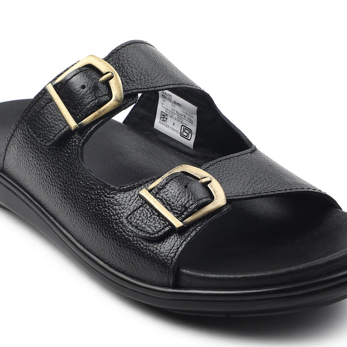 Healers Black Casual Sandal For Men MDL-11E By Liberty