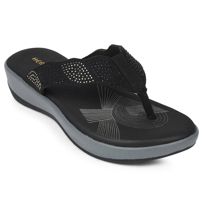 Healers Black Casual Slipper For Women JJL-13 By Liberty