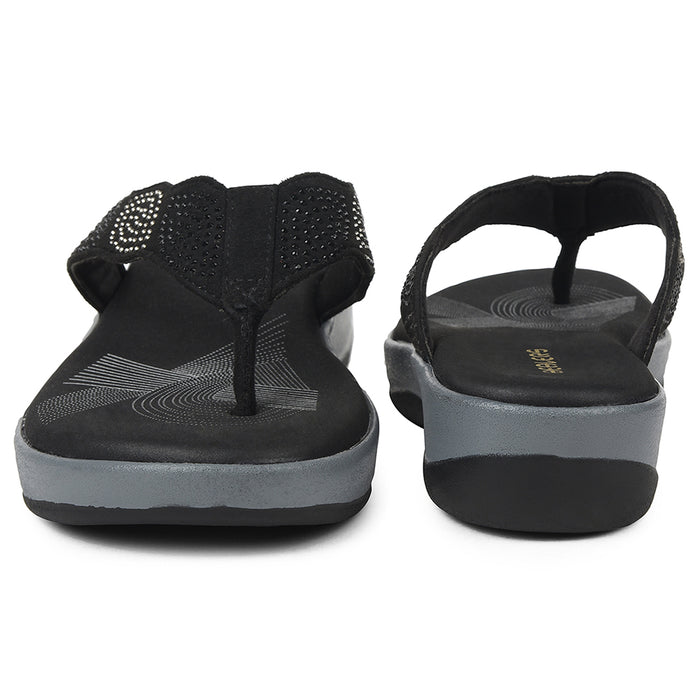 Healers Black Casual Slipper For Women JJL-13