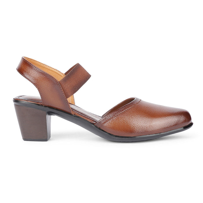 Healers Casual Tan Block Heel Sandal For Women T84-6 By Liberty