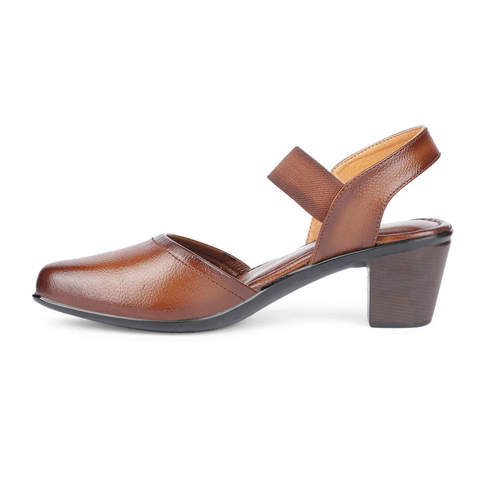 Healers Casual Tan Block Heel Sandal For Women T84-6 By Liberty