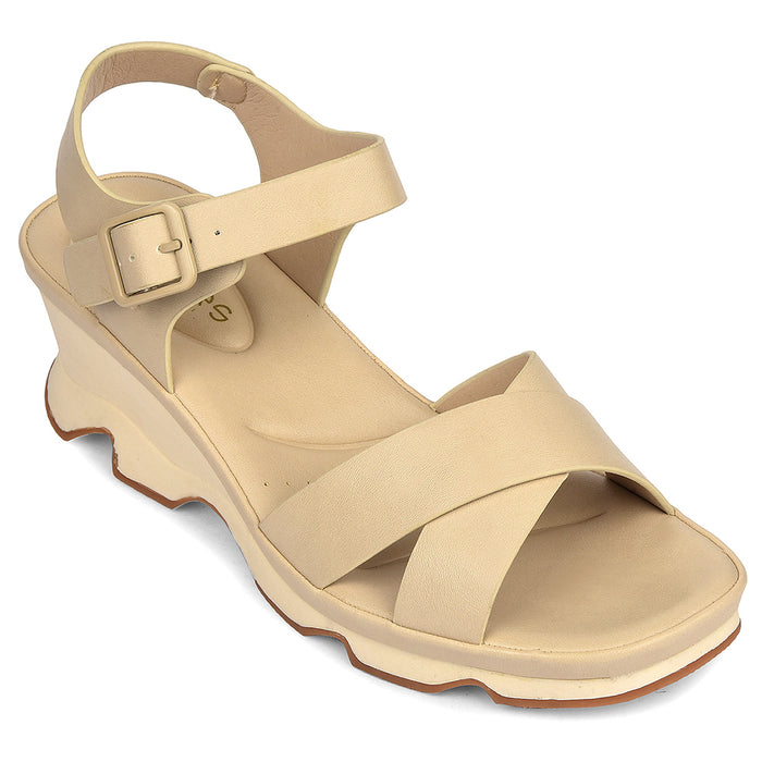 Healers Cream Casual Block Heel Sandal For Women Zq Dm 13 By Liberty