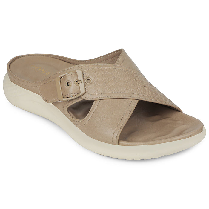 Healers Cream Casual Flat Sandal For Women ZQ-DM-02 By Liberty