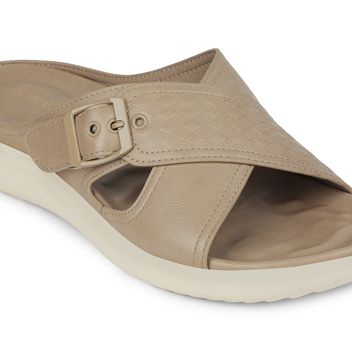 Healers Cream Casual Flat Sandal For Women ZQ-DM-02 By Liberty
