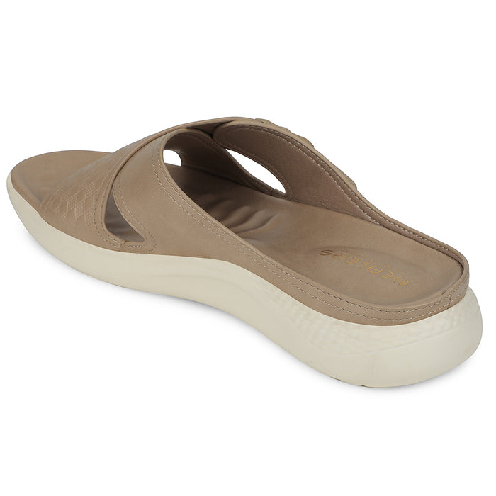 Healers Cream Casual Flat Sandal For Women ZQ-DM-02 By Liberty