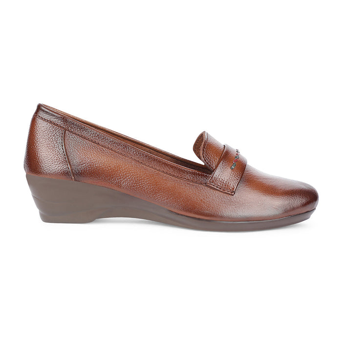 Healers Formal Tan Wedge Heel Ballerina For Women T84-2 By Liberty