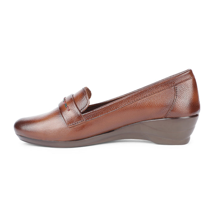 Healers Formal Tan Wedge Heel Ballerina For Women T84-2 By Liberty