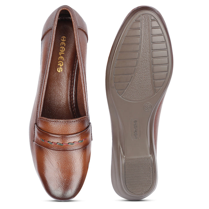 Healers Formal Tan Wedge Heel Ballerina For Women T84-2 By Liberty
