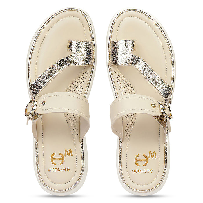 Healers Gfl 8 Beige Casual Everyday Comfort Slip On Slippers For Women