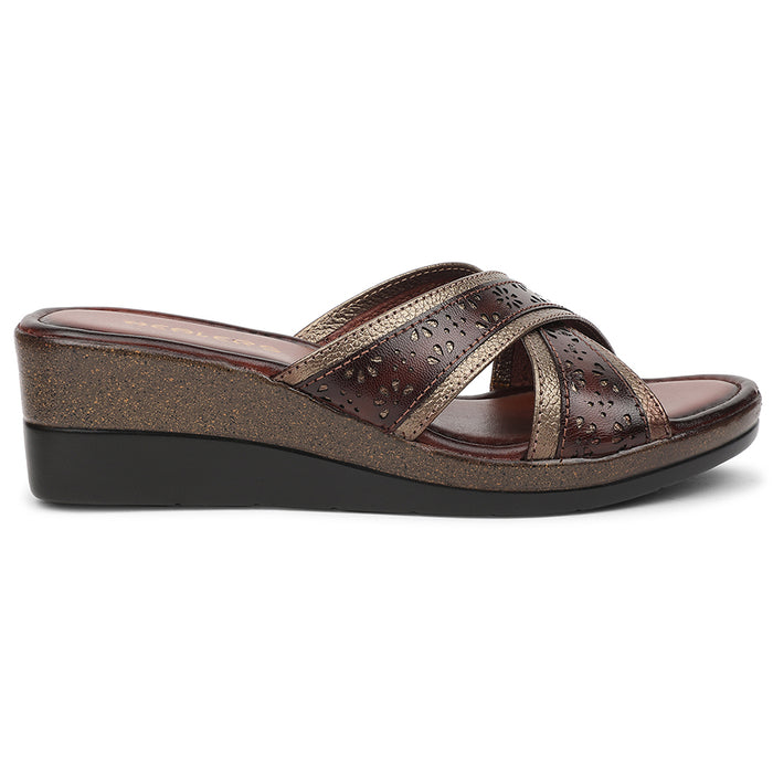 Healers Golden Casual Wedge Heel Sandal For Women TLO-102