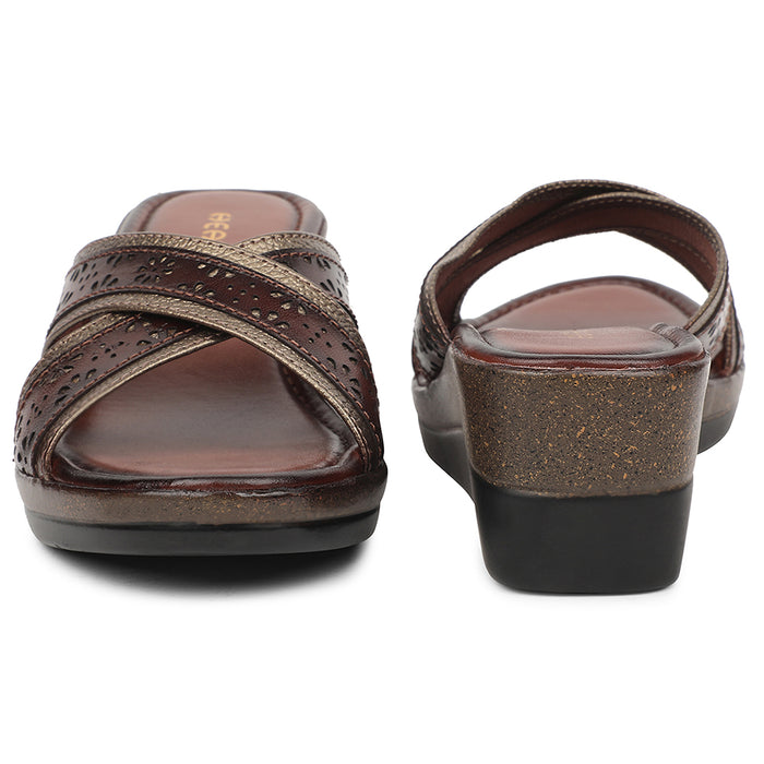 Healers Golden Casual Wedge Heel Sandal For Women TLO-102