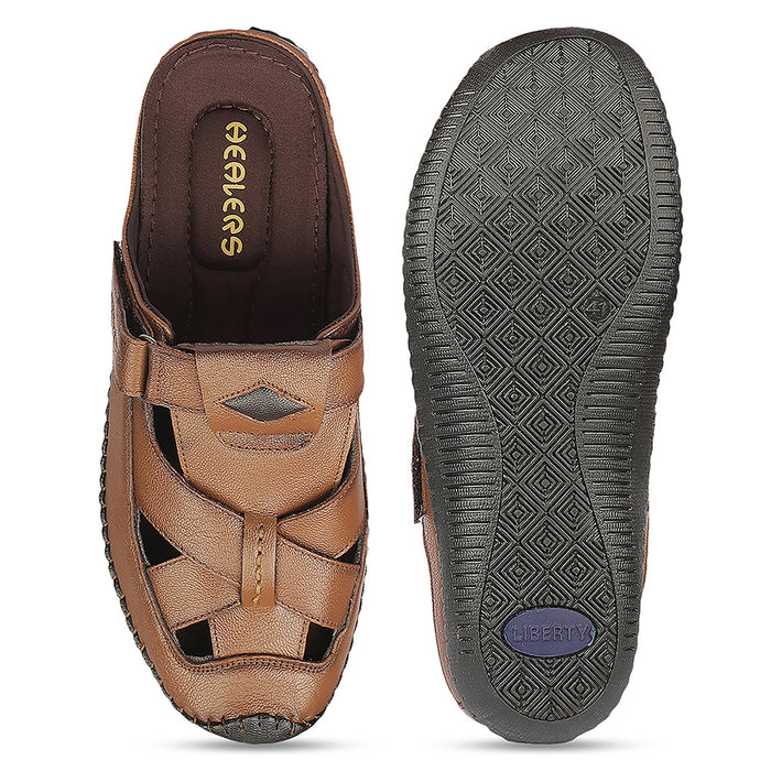Buy Healers Jll 1 Front Close Tan Formal Slip On Mules For Men