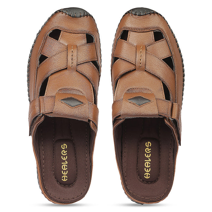 Buy Healers Jll 1 Front Close Tan Formal Slip On Mules For Men