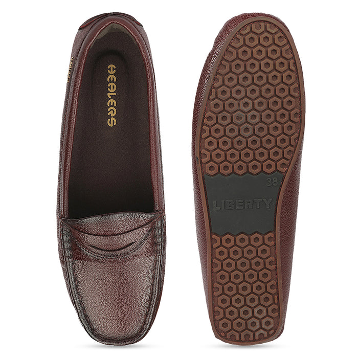 Healers JLL-29 Dark Brown Casual Flat Ballerina Shoes for Women by Liberty