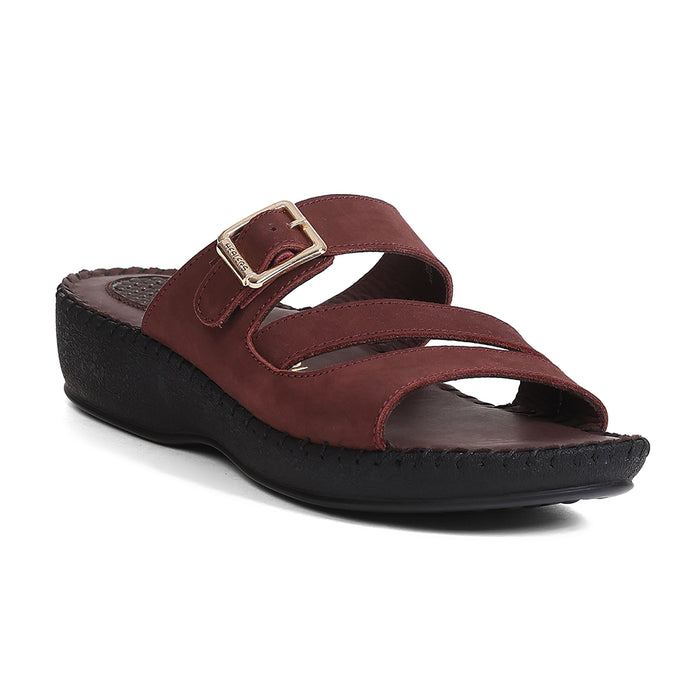 Healers MDG-5 Maroon Casual Flat Sandals for Women by Liberty