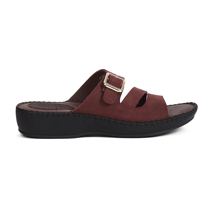 Healers MDG-5 Women's Maroon Casual Sandals - EVERYDAY COMFORT with Premium Nubuck Upper