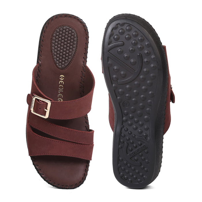 Healers MDG-5 Women's Maroon Casual Sandals - EVERYDAY COMFORT with Premium Nubuck Upper