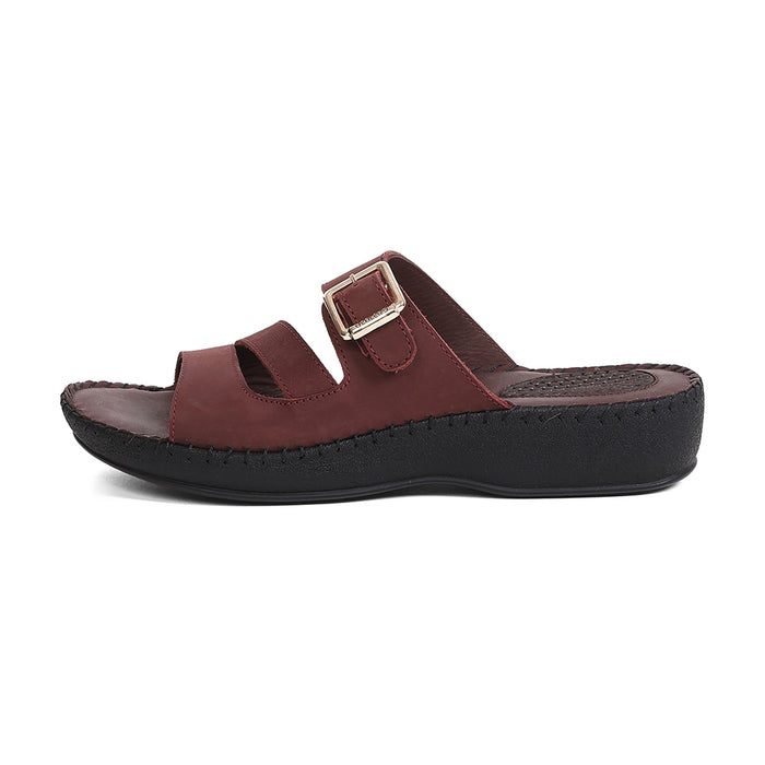 Healers MDG-5 Women's Maroon Casual Sandals - EVERYDAY COMFORT with Premium Nubuck Upper