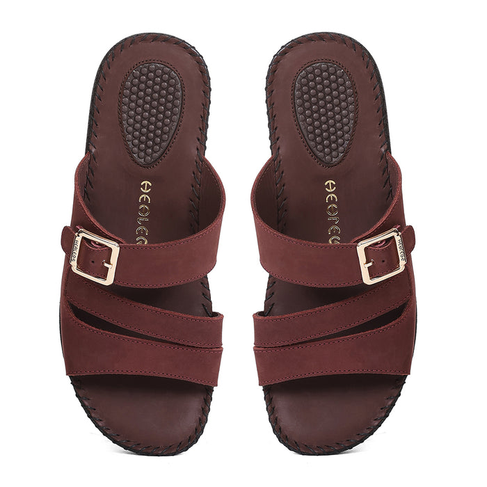Healers MDG-5 Women's Maroon Casual Sandals - EVERYDAY COMFORT with Premium Nubuck Upper