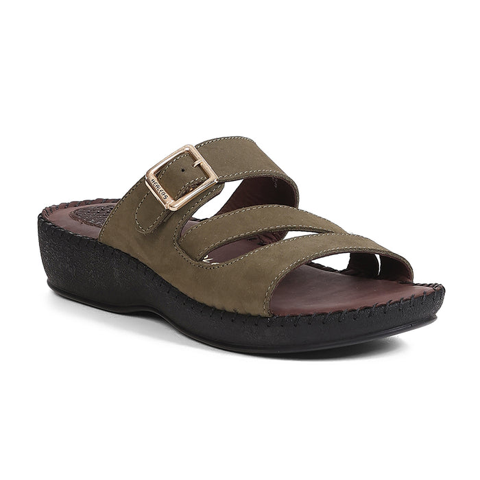 Healers MDG-5 Olive Green Casual Flat Sandals for Women by Liberty