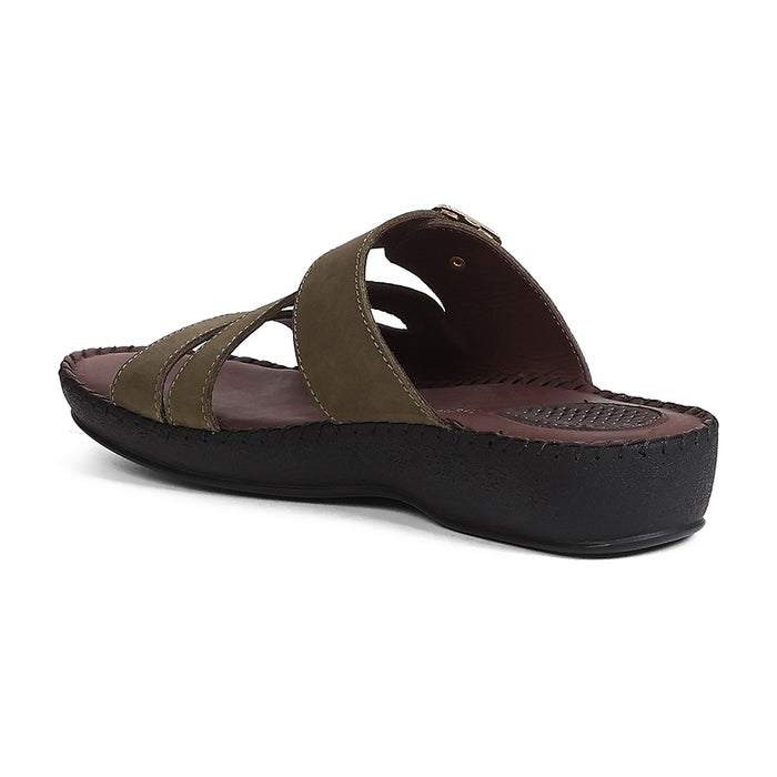 Healers MDG-5 Women's Olive Green Casual Sandals - EVERYDAY COMFORT with Premium Nubuck Upper