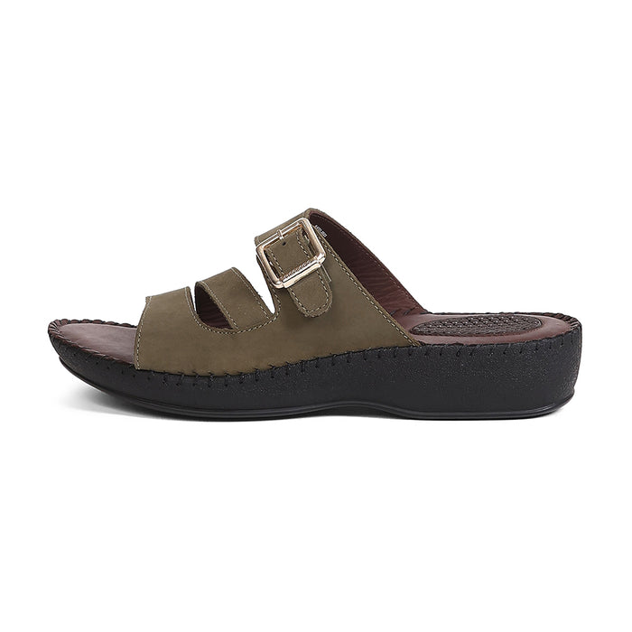 Healers MDG-5 Women's Olive Green Casual Sandals - EVERYDAY COMFORT with Premium Nubuck Upper