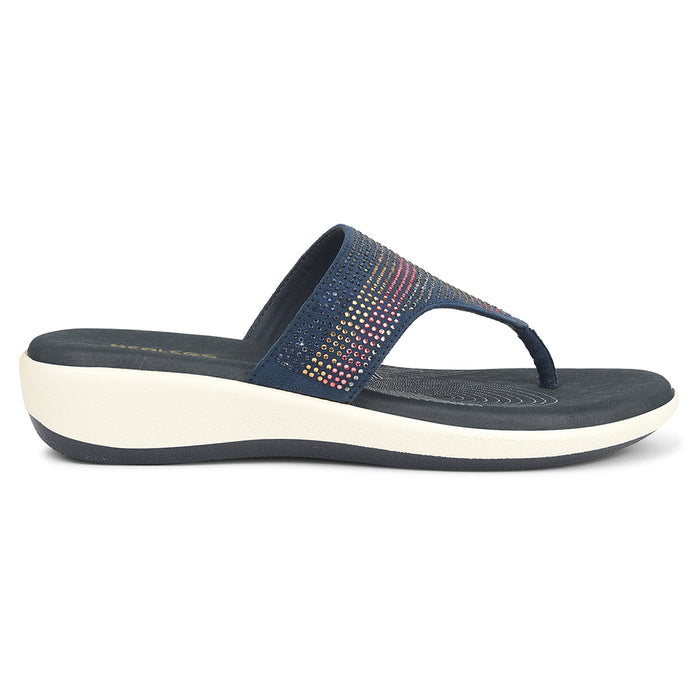Healers Navy Blue Casual Heeled Sandal For Women Jfl 69 By Liberty