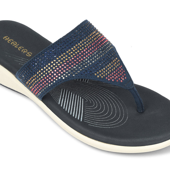 Healers Navy Blue Casual Heeled Sandal For Women Jfl 69 By Liberty