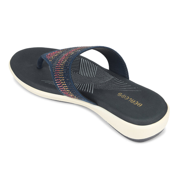 Healers Navy Blue Casual Heeled Sandal For Women Jfl 69 By Liberty