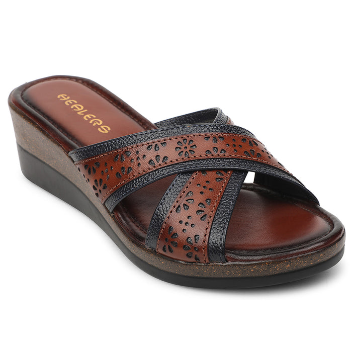 Healers Navy Blue Casual Wedge Heel Sandal For Women TLO-102 By Liberty