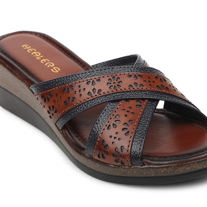 Healers Navy Blue Casual Wedge Heel Sandal For Women TLO-102