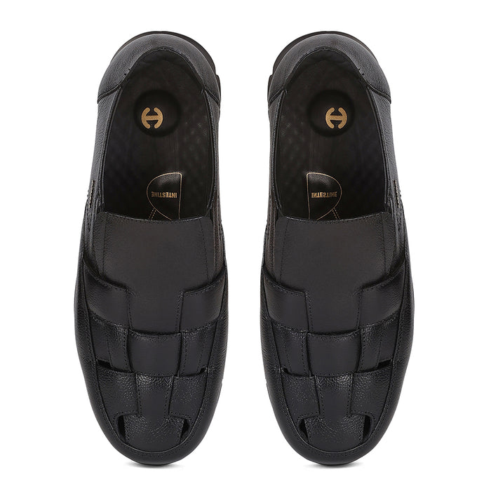 Healers OML-7 Black Casual Non Lacing Slip-on Shoes for Men by Liberty