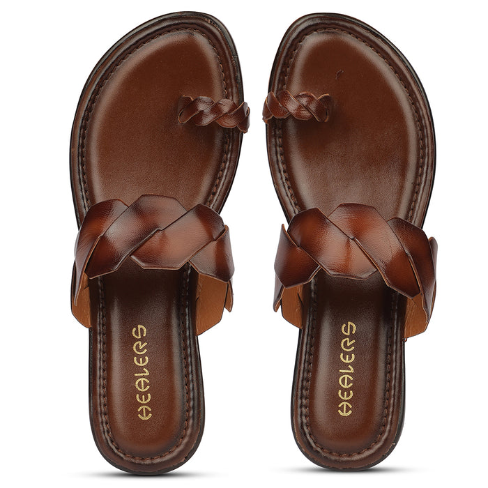 Healers TLO-117 Terracotta Tan Casual Slip-on Slippers for women By Liberty