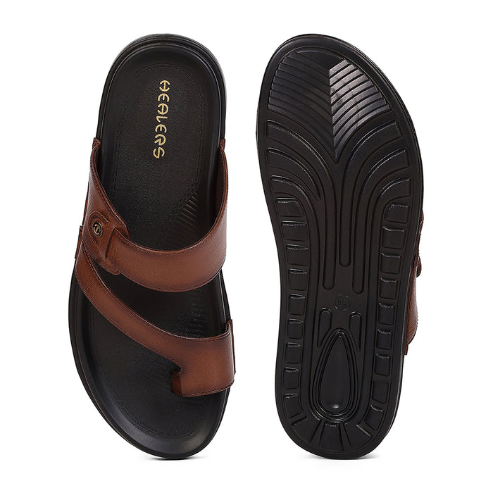 Buy Healers Wonder 10 Tan Formal Slippers For Men